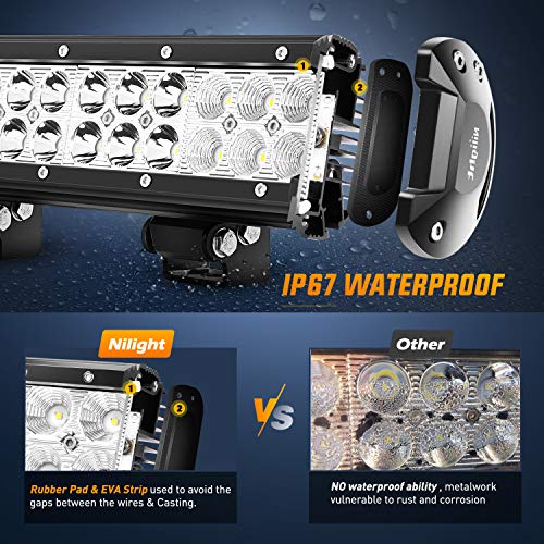 Nilight - 60005C-A 20Inch 126W Spot Flood Combo Led Light Bar Off Road Lights Boat Lighting Fog Light Driving Lights LED W...