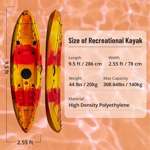 PioneerWorks Kayaks, Sit On Top Fishing Kayak with Front Storage Well, Fishing Kayak with Paddle for Adults, Capacity of 3...
