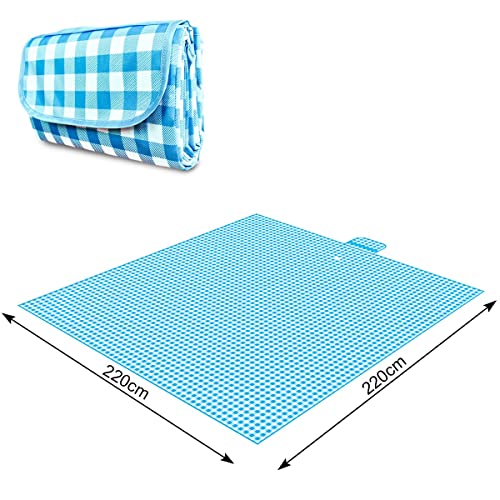 Extra Large Picnic Blanket Waterproof for Outdoors,87"×87" Gingham Blanket Foldable Giant Picnic Mat for Pack Grass Sandpr...