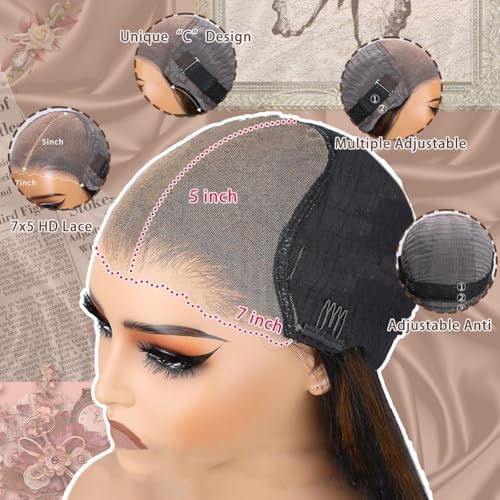 Glueless Wigs Human Hair Pre Plucked Pre Cut 1b/30 Lace Front Wigs Human Hair Wear And Go Ombre Deep Wave Wig 7x5 Pre Everything Highlight Curly Short Bob Wig Human Hair 180% Density 12inch