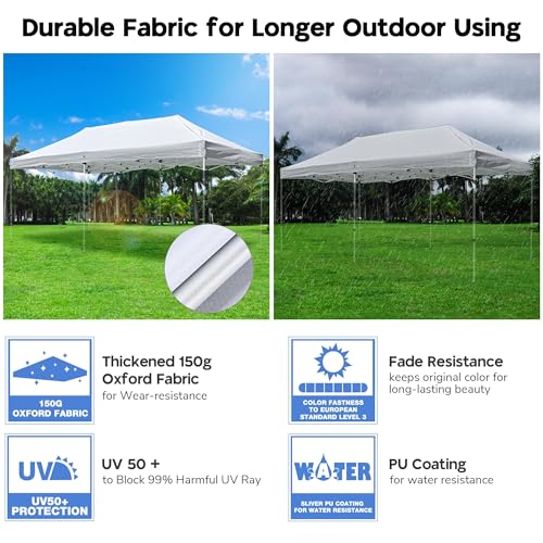 Yescom 10x20Ft Canopy Replacement Top Fit for 9.6 * 19.1Ft EZ Pop Up Instant Patio Pavilion Gazebo Sunshade Tent Cover Out...