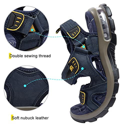 CAMEL CROWN Men's Leather Sandals Hiking Outdoor Water Beach Sports Mens Sandals for Summer with Open Toe Adjustable Straps