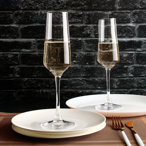 CZUMJJ Champagne Glasses Set of 12, Elegant Champagne Flutes, Modern Sparkling Wine Glasses for Home Bar, Wedding, Anniver...