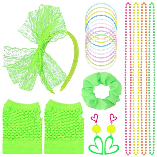 ZhouBoat 80s Fancy Dress Costume Accessories, Vibrant Neon Outfits for Party Halloween Theme Costumes Cosplay