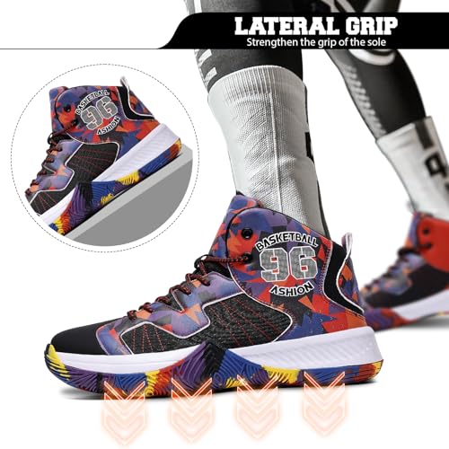 ASHION Mens Basketball Shoes High Top Streetball Lightweight Outdoor Sneakers Cushioning Shoes for Team Sports Athletic
