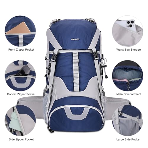 MOSISO 50L Hiking Backpack, Waterproof Camping Backpack with Rain Cover for Men Women, Lightweight Sport Daypack for Outdo...