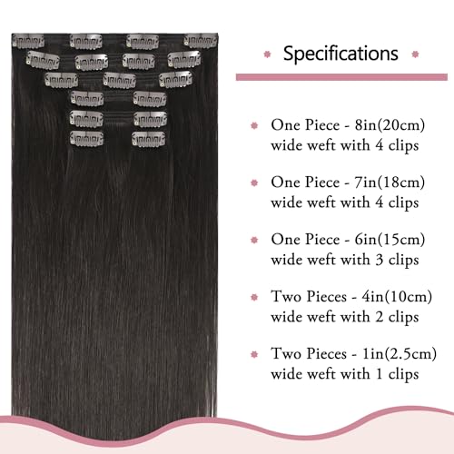 HUAYI Dark Brown Clip in Hair Extensions Real Human Hair 120G Remy Human Hair Clip in Extensions Soft Silky Straight for Women 7pcs 16clips 20 Inch Brown Hair Extensions