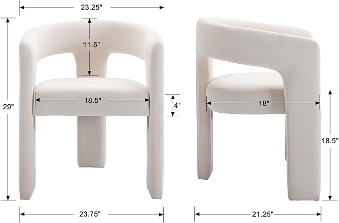 DAYALANE Modern Barrel Dining Chair, Upholstered Accent Kitchen Chair with Arms Comfy Velvet Side Chair for Living Room/Home Office/Reception, Velvet Cream