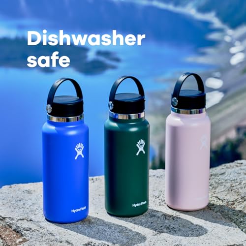 Hydro Flask Water Bottle - Insulated Stainless Steel - Wide Mouth Flex Lid, Non Spill, Leakproof and Refillable in 32 Oz I...