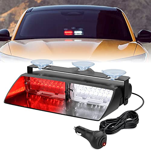 Nilight Red and White Emergency Strobe Lights Windshield Hazard Warning Safety Flash with Suction Cups Super Bright LED Li...