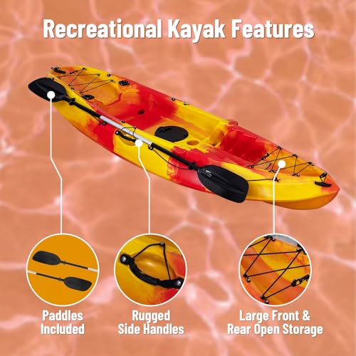 PioneerWorks Kayaks, Sit On Top Fishing Kayak with Front Storage Well, Fishing Kayak with Paddle for Adults, Capacity of 3...
