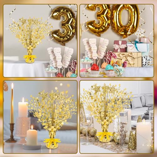 Wenqik 6 Pcs Spray Centerpiece Foil Star Centerpieces New Year Christmas Metallic Star Table Decorations for Party Event A...