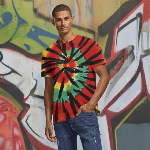 Tie Dye Shirts for Men Women, Short Sleeve Mens Tie Dye Shirts, Mens Women Rainbow Tie Dye T Shirts XL