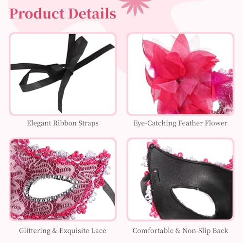 Toyosport 32 Pack Couple Masquerade Masks, Mardi Gras Mask, Christmas Masks, Elegant Feather & Rhinestone Half Face Masks ...