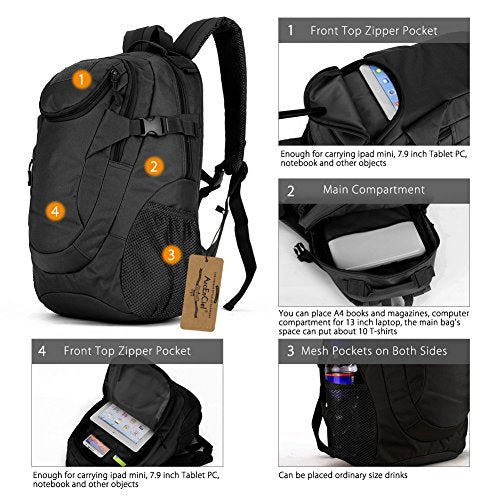 ArcEnCiel Motorcycle Backpack Tactical Military Bag for Outdoor Hiking Camping Trekking - Rain Cover+Patch Included