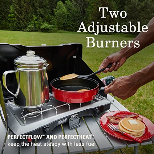 Coleman Triton+ 2 Burner Propane Camp Stove and Camp Chair with Built-in 4-Can Cooler, Black
