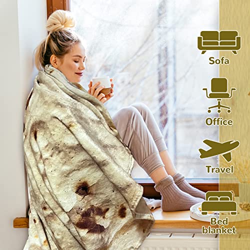 Bcareself Tortilla Blanket Adult Size Giant Double Sided for Kids Funny Realistic Food Personalized Throw Blanket Novelty ...