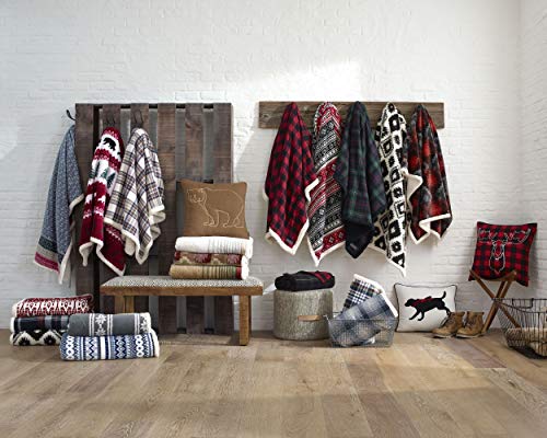 Eddie Bauer - Throw Blanket, Brushed Fleece & Plush Sherpa Bedding, Throw Blanket for Couch & Bed (Pine Tartan Dark Green,...