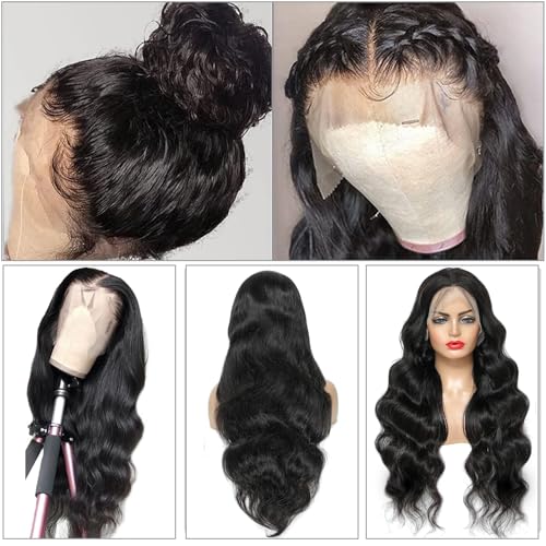 SIFULAN 13x4 Body Wave Lace Front Wig Human Hair 180% Density HD Transparent Lace Front Wig Pre Plucked Body Wave Frontal Wigs Human Hair for Black Women 26 inch Glueless Wig Natural Color
