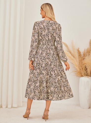 GRACE KARIN Womens Floral Maxi Dress 2026 Spring Wedding Guest Dress Long Sleeve V Neck Boho A Line Flowy Dresses with Pocket