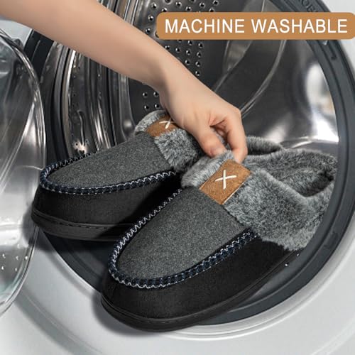 Homitem Mens Slippers Moccasins Memory Foam Fuzzy Slippers for Men Wool-Like Plush Fleece Lined House Shoes Indoor Outdoor...