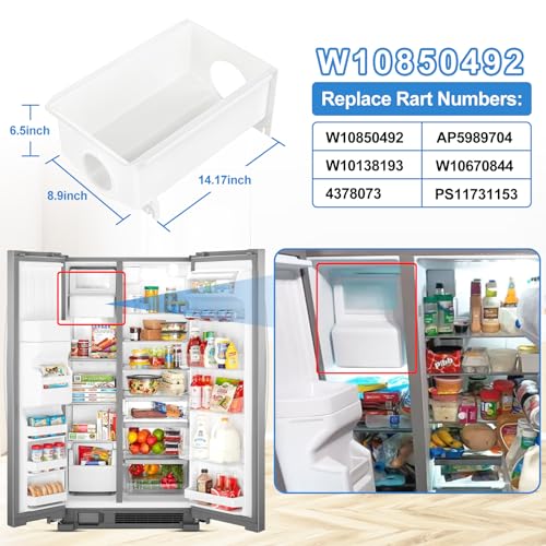 Upgraded W10850492 Refrigerator Ice Bucket Compatible with Whirlpool Kenmore Maytag Amana Ice Maker Replacement Parts W106...
