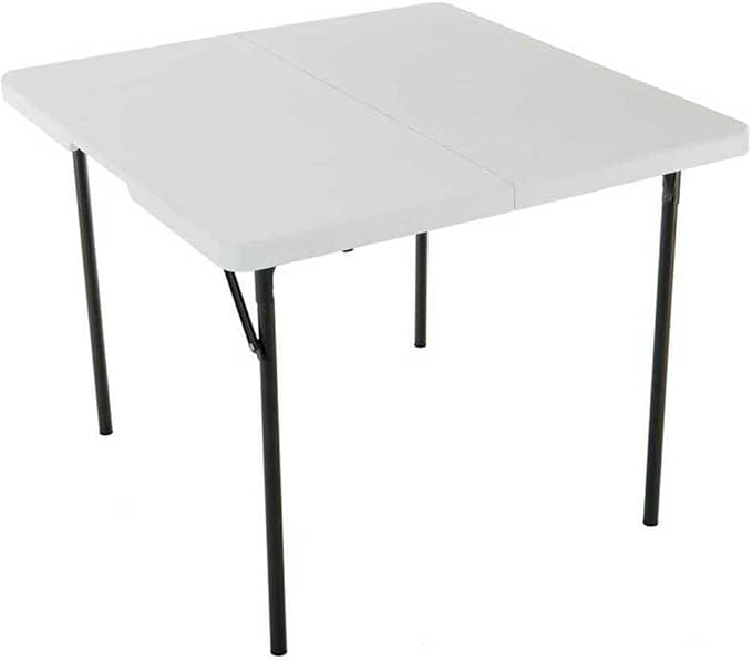 LIFETIME 280228 37-Inch Square Fold-in-Half Table, White Granite Top with Gray Frame