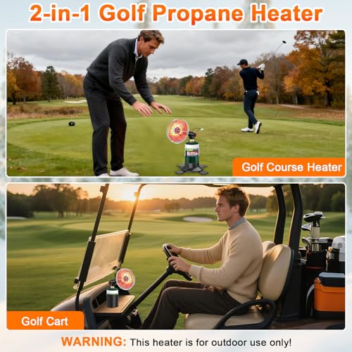 Golf Cart Heater 2 in 1 Portable Propane Heater with Self Ignition Golf Cart Cup Holder&Cylinder Base for EZGO Yamaha Club...