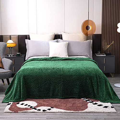 SOCHOW Super Soft Flannel Fleece Throw Blanket, Lightweight Cozy Warm Leaves Textured Plush Blanket for Bed Couch Sofa, 60...