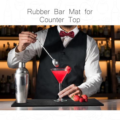 Tioncy 4 Pcs Large Size Bar Mat for Countertop 28 x 16 Inch Non Slip Rubber Mat Service Spill Cocktail Bartending Coffee B...