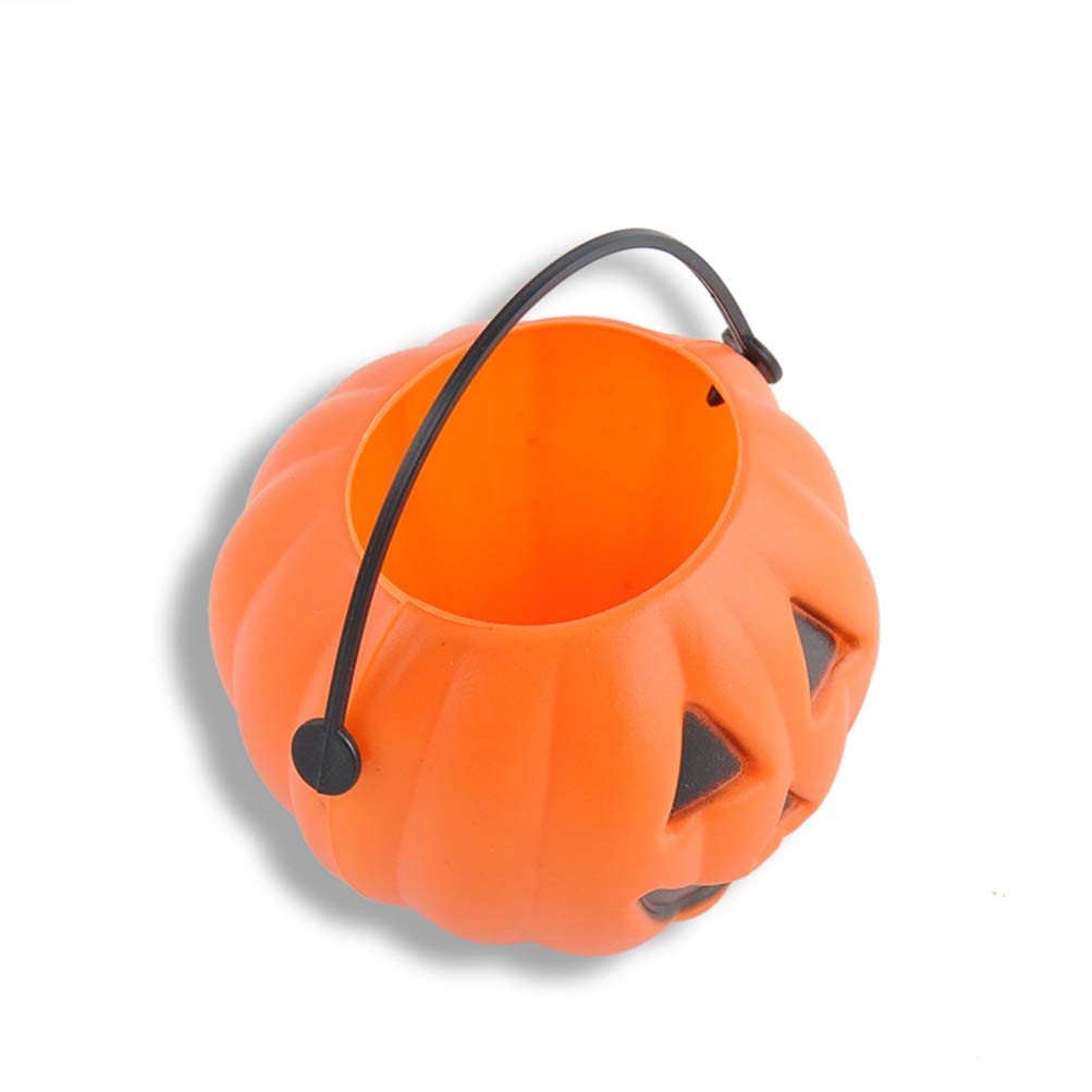 Toyvian 8pcs Portable Pumpkin Bucket Trick or Treat Candy Holder - Halloween Pumpkin Candy Pail Holder for April Fool's Day Decoration