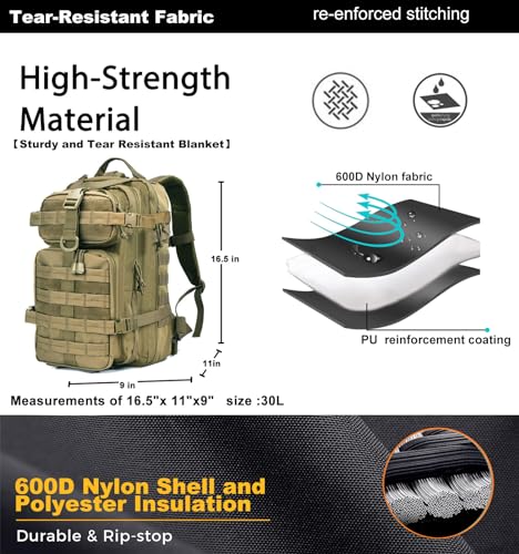 Miramrax Small Tactical Backpack Military Daypack - 30L Backpack for Men Molle Assault Pack Bug Out Bag for Hiking Camping...