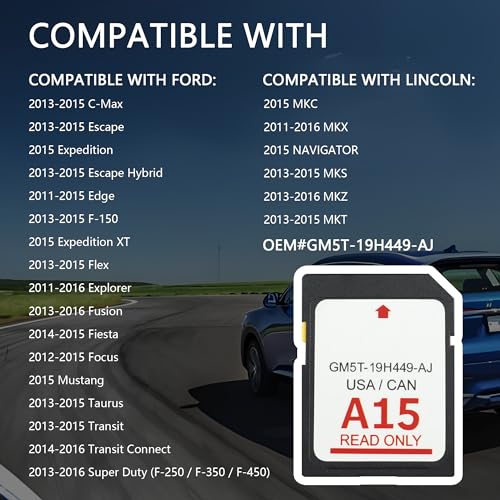 2025 Latest A15 Navigation SD Card OEM#GM5T-19H449-AJ,SD Card Coverage Canada USA for Car GPS Navigation System,Car Access...