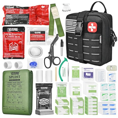 Advanced Trauma First Aid Kit - Emergency Camping Gear with Tourniquet Kit, Compression Bandage, 36" Splint | Portable Sur...