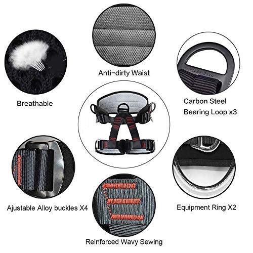 HandAcc Climbing belts, Thicken Professional Half Body Safety Belt Climbing Gear for Tree Climbing, Fire Rescue, Rappellin...