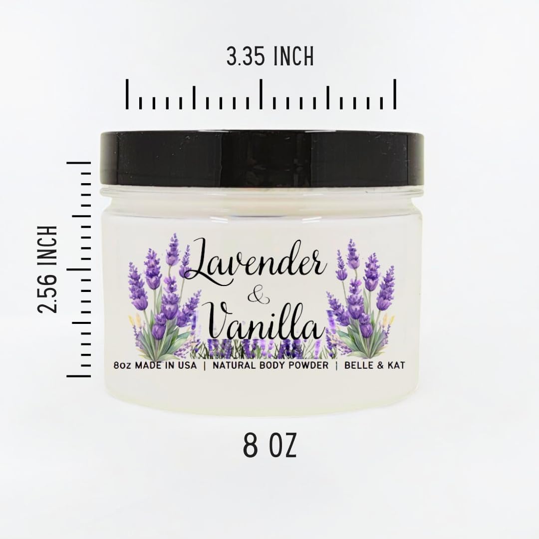 Lavender & Vanilla Scented - Body Dusting Powder for Men & Women - 8oz Container - Talc Free