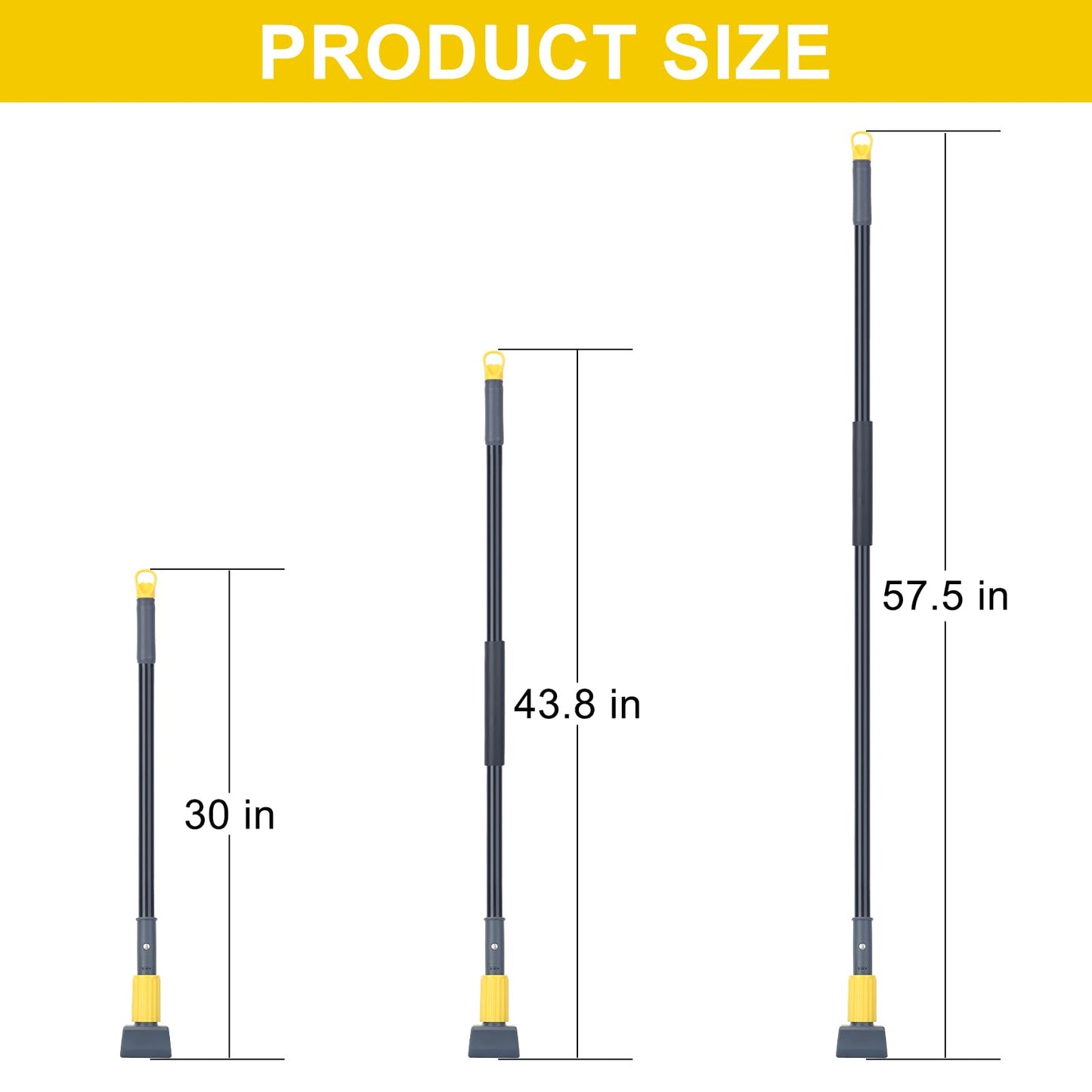 KeFanta Metal Mop Handle Commercial Heavy Duty,58" Industrial Mop Stick with Jaw Clamp,Wet Gripper Mops Head Replacement Holder for Floor Cleaning