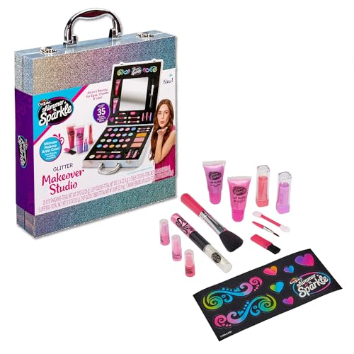 Shimmer 'n Sparkle Glitter Makeover Studio Beauty Kit – All-in-One Beauty for Eye, Cheeks and Lips for Ages 8 and Up