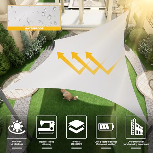 Vexoria Waterproof Sun Shade Sail, 8' x 10' 95% UV Block Sun Shade Canopy Rectangle Outdoor Shade Cover, Awning Shelter fo...