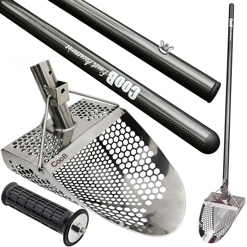 CooB Set Beach Sand Scoop Metal Detector Tool, Stainless Steel Scoop Shovel Metal Detecting Treasure Hunting, Light Strong...