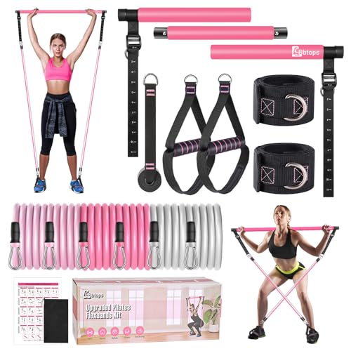 Bbtops Pilates Bar Kit with Resistance Bands,Pilates Bar with Stackable Bands Workout Equipment for Legs,Hip,Waist and Ar...