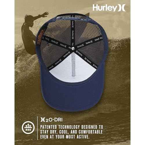 Hurley Men's Trucker Hat - Lightweight Breathable Poly Mesh Back Curved Bill Baseball Cap with Adjustable Snap Closure