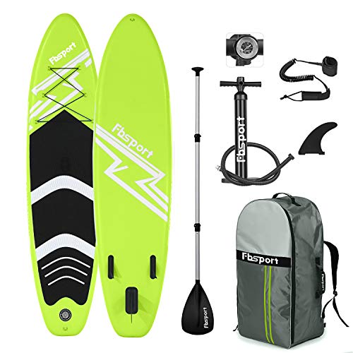 FBSPORT 10'6'' Premium Inflatable Stand Up Paddle Board, Yoga Board with Durable SUP Accessories & Carry Bag | Wide Stanc...