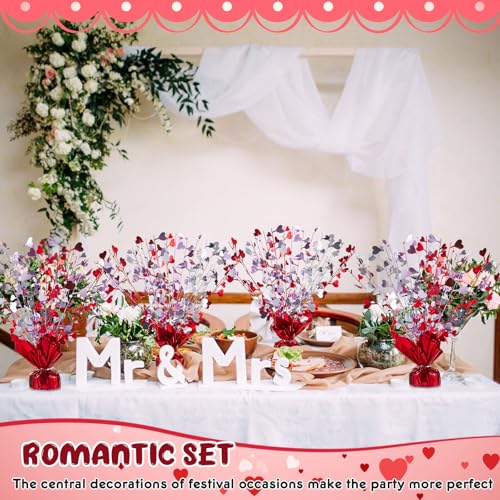 Juexica 6 Pcs Valentines Table Centerpieces Heart Burst Valentine Table Decorations Party Accessory Heart Tinsel Centerpie...