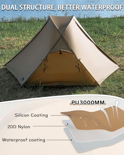 MC TOMOUNT Backpacking Tent Ultralight Nylon 1-2 Person Tent 3.3lbs-4.4lbs for Hiking Camping