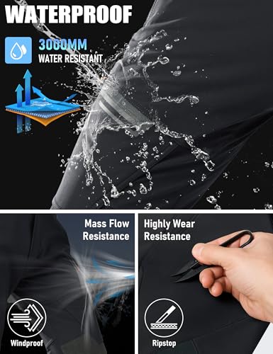 MAGCOMSEN Men's Winter Pants Fleece Lined Ski Snow Pants Water Resistant 4 Zip Pockets Outdoor Pants