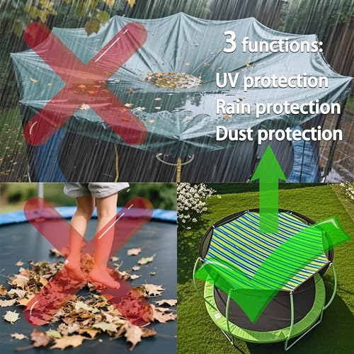Trampoline Shade Cover, Waterproof UV Trampoline Top Cover, Trampoline Cover for 8ft 10ft 12ft 14ft 15ft 16ft Trampoline, ...