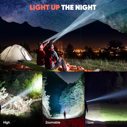 Headlamp Rechargeable,900000LM Super Bright Led Head Lamp With Motion Sensor,10 Modes,125°Adjustable Head Lights for Foreh...