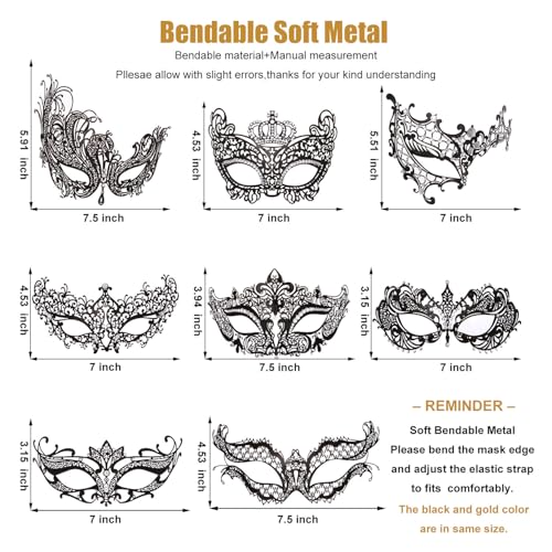 MYMENU Masquerade Mask for Women Shiny Rhinestone Metal Mask Venetian Mask for Party Prom Ball