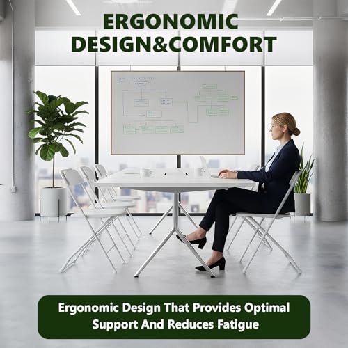 MAKE CHANGES Folding Chairs 4 Pack, Plastic Folding Chairs for Outside, Heavy Duty Foldable Chairs, Sturdy Metal Folding C...